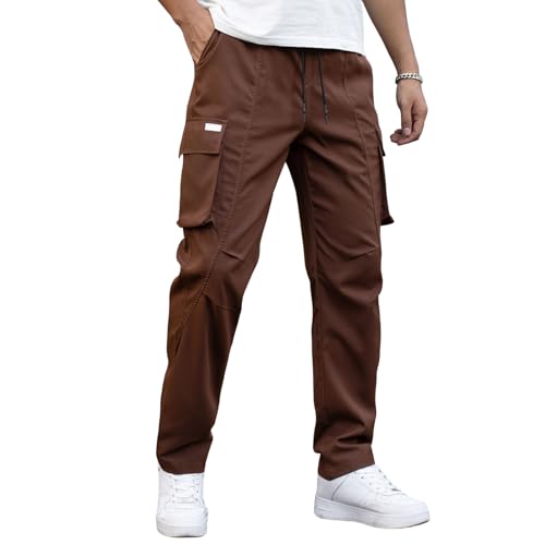 Men Cargo Pants Ripstop Heavy Duty Tactical Waterproof Deep Pockets Casual Beach Construction Tactical Pants for Men - color: A Brown, size: XX-Large