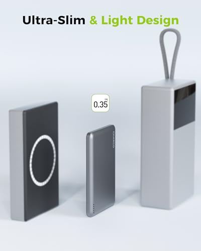 CHARCO Portable Charger for Magsafe Charging, Magnetic Power Bank 5000mAh | PD20W USB C Charging and Ultra Slim & Lightweight, Compatible with iPhone 17/16/15/14/13 Series,Travel Essential - size: 5000mAh