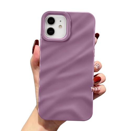 QLTYPRI Compatible with iPhone 11 Case, Cute Wave Water Ripple Pattern Case for Girls Women, Slim Satin Glossy Soft Silicone TPU Bumper Shockproof Protective Phone Cover for iPhone 11 - Taro Purple - color: Taro Purple, size: iPhone 11