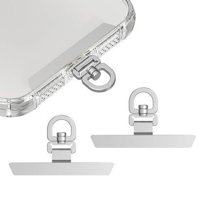 2 Pack Stainless Steel Phone Tether Tabs - Metal Lanyard Patches for phone cases, Phone Lanyard Tab - color: Silver