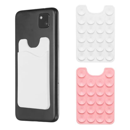 uxcell 2 Pack Suction Phone Card Holder, Silicone Suction Cup Phone Grip Card Holder Mount with Card Slot for Cellphone, Pink/White - color: Pink/White