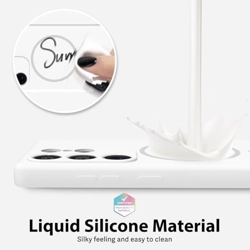 oakxco for Samsung Galaxy S25 Ultra Case Silicone Mag Safe, Magnetic Slim Thin Phone Case Compatible with Magsafe, Women Girls Cute Girly Aesthetic Soft Rubber Gel Safecase with Camera Cover, White - color: White, size: S25 Ultra