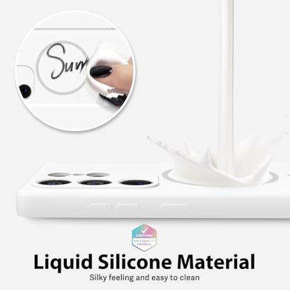 oakxco for Samsung Galaxy S25 Ultra Case Silicone Mag Safe, Magnetic Slim Thin Phone Case Compatible with Magsafe, Women Girls Cute Girly Aesthetic Soft Rubber Gel Safecase with Camera Cover, White - color: White, size: S25 Ultra