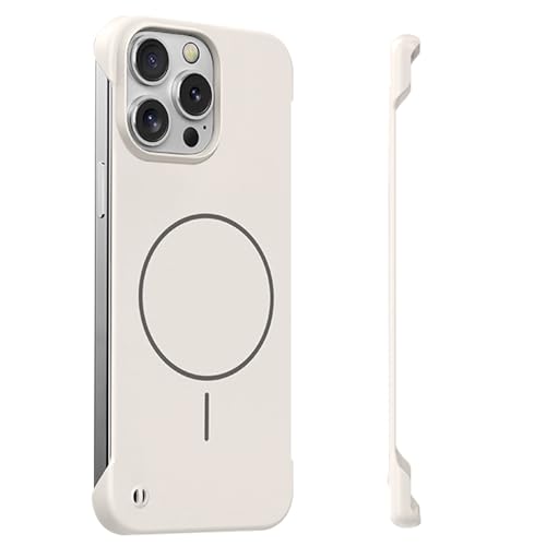 Case for iPhone 15 Pro Max Case, Borderless Frameless Touch, fit for Mag-Safe Magnetic, Lightweight Thin Slim Minimalist Phone Case, Anti-Fingerprint PC Hard Shell, Comfortable Feel (White) - color: White, size: iPhone 15 Pro Max