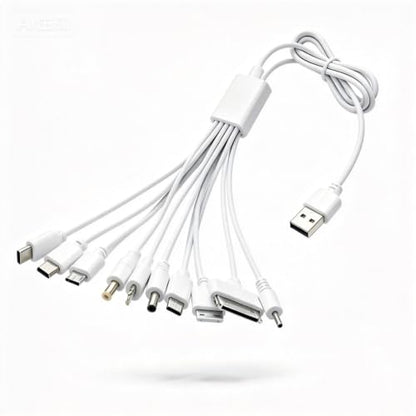 10 in 1 Multi USB Charging Cable for Phones MP3 Speaker & More - color: White