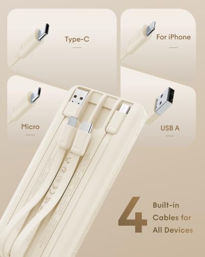charmast Portable Charger Fast Charging,Built-in 4 Cables,6 Outs & 4 Inputs - color: Qianka