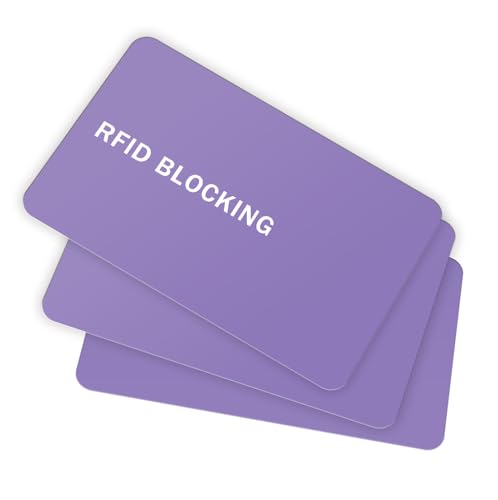 RFID Blocking Card - 3 Pack, Contactless NFC Credit Card ID Protection Safe Bank Card Passport Entire Wallet Purse Shield Protector Blocker Guard (Pack of 3, Purple) - color: Purple/3 cards