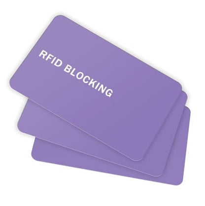 RFID Blocking Card - 3 Pack, Contactless NFC Credit Card ID Protection Safe Bank Card Passport Entire Wallet Purse Shield Protector Blocker Guard (Pack of 3, Purple) - color: Purple/3 cards