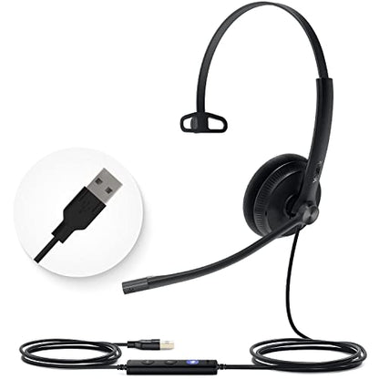 Yealink UH34 Lite Wired Headset,USB-A, Noise Canceling Mic,in-Line Controls