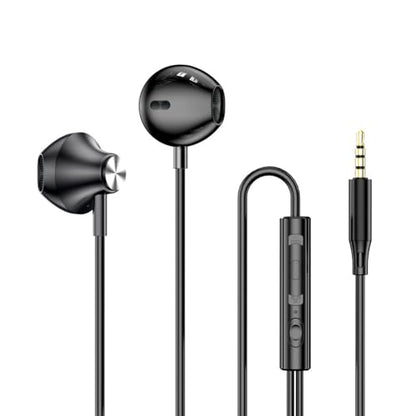Wired in-Ear Headphones with Microphone, 3.5mm Jack Earphones - color: Black, 3.5mm Round Tip