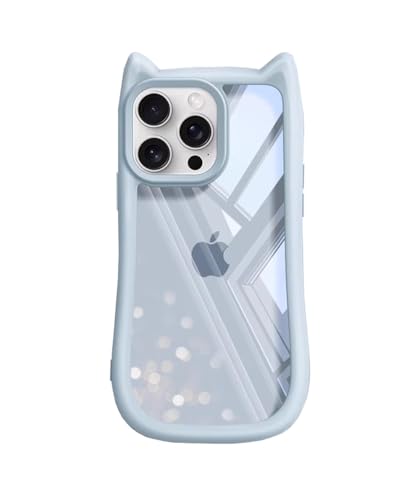 Compatible with 17 Case Cute Kawaii 3D Cat Ears Clear Flexible Soft TPU Transparent Shockproof Protective Phone Case Cover for Girls Women-Blue2 - color: Blue2, size: 1 Count (Pack of 1)