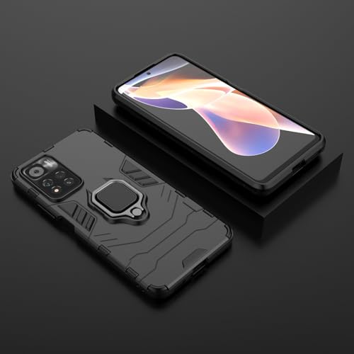 Max Power Digital Magnet Case for Xiaomi Redmi Note 11 Pro Shockproof Hard Phone Cover with Grip, Metal Ring Kickstand Bumper Shell [Compatible with Magnetic Car Mount] (Black) - color: Black, size: Xiaomi Redmi Note 11 Pro