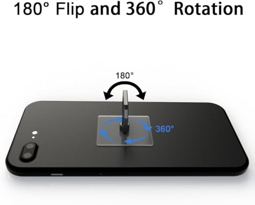 Transparent Phone Ring Holder Grip 360 Degree Free Rotation, Clear Cell Phone Finger Ring Kick-Stand for - for iPhone X 8 7 Plus 6S 6 5s 5 SE, Galaxy S9 S8 S7 S6 Edge, Note 8 5 4 2 (Black)