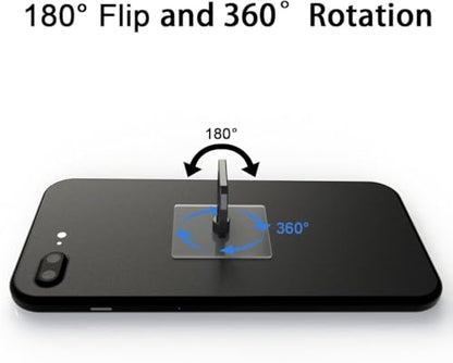 Transparent Phone Ring Holder Grip 360 Degree Free Rotation, Clear Cell Phone Finger Ring Kick-Stand for - for iPhone X 8 7 Plus 6S 6 5s 5 SE, Galaxy S9 S8 S7 S6 Edge, Note 8 5 4 2 (Black)
