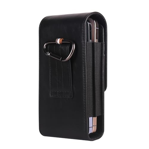 Dual Belt Clip Holster Case Double Cell Phone Pouch Card Slots Holder for iPhone 15 Pro Max 14 Pro Max Motorola Moto G Stylus 5G 2024 G Power 5G Galaxy S25 Ultra S24 Plus S23 Fe S22+ A15 A36 (Black) - color: Black