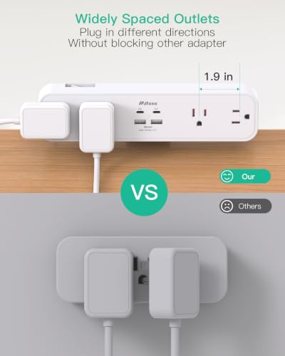 Mifaso PD40W USB C Desk Clamp Power Strip, 1080J Surge Protector - color: White, size: PD40W