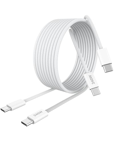 240W USB C Fast Charging Cable 6ft for iPhone Duo 18 17 16 Pro Max, MacBook - color: Grey, size: 2P-6FT