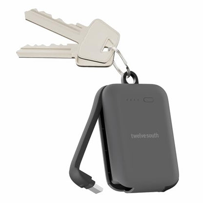 Twelve South PowerClip Mini Charger with Built-in USB-C Cable, 2000mAh - color: Slate