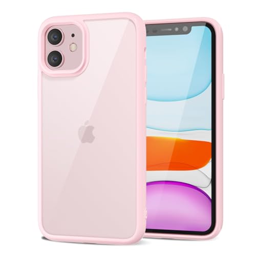 LoeoeL for iPhone 11 Case Clear, Transparent Hybrid 11 Phone Case [Hard Plastic & Soft Silicone Bumper] Acrylic Non Yellowing Thin Slim Protective Cover for Women, Light Pink - color: Light Pink, size: 11