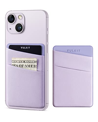 VULKIT Phone Card Holder Slim Elastic Adhesive Phone Wallet Credit Card Sleeves Sticker for Back of Smartphone(Lilac) - color: Lilac