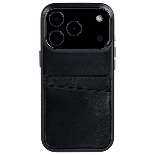 Dockem Genuine Leather Card Case for iPhone 17 Pro with Camera Control Button and Stitched-on Wallet with 2 Holder Slots (Black, M2GL) - color: Black, size: 17 Pro