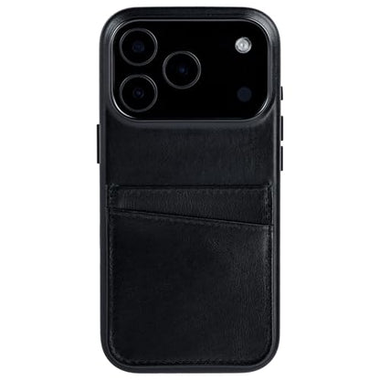 Dockem Genuine Leather Card Case for iPhone 17 Pro with Camera Control Button and Stitched-on Wallet with 2 Holder Slots (Black, M2GL) - color: Black, size: 17 Pro