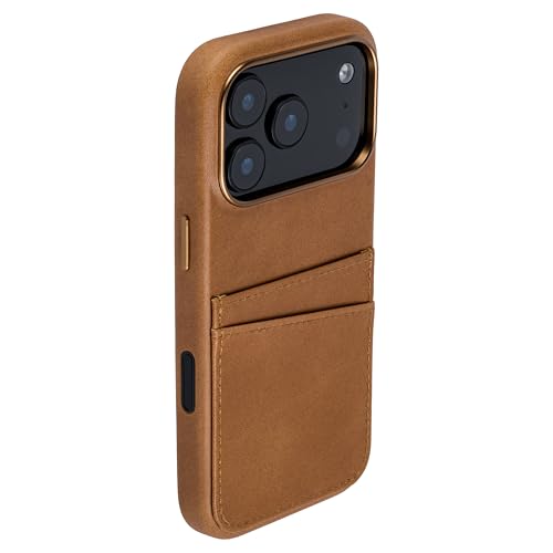 Dockem Genuine Leather Card Case for iPhone 17 Pro with Camera Control Button and Stitched-on Wallet with 2 Holder Slots (Light Brown, M2GL) - color: Light Brown, size: 17 Pro