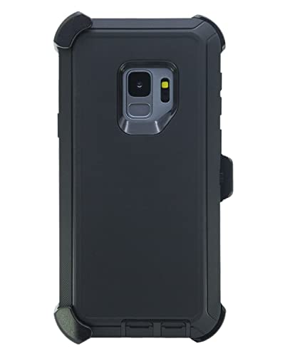 Case for Galaxy S9 (5.8") Heavy Duty Full Body Military Grade Drop Protection Carrying Cover Holder | Holster for Men Belt with Clip Stand – Black/Black