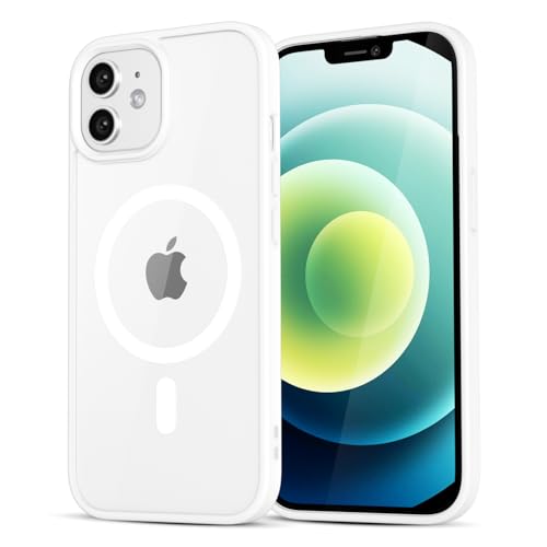LoeoeL for iPhone 12 Pro/ 12 Case Clear Mag Safe, Ultra Thin Slim Cover Magnetic Compatible with Magsafe Phone Case for Women Men Girl, Cute Soft TPU Silicone & Transparent Hard Plastic, White - color: White, size: 12/ 12 Pro