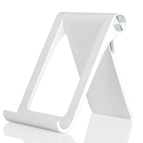 Cell Phone Desk Stand Holder Multi-Angle Adjustable Phone Desk Stand Tablet Holder for iPhone 17 16 15 14 13 12 11 Pro Max XS XR Samsung Galaxy S22 S21 S20 S10 S9 Edge Android Smartphone - color: White