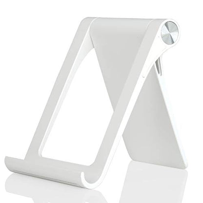 Cell Phone Desk Stand Holder Multi-Angle Adjustable Phone Desk Stand Tablet Holder for iPhone 17 16 15 14 13 12 11 Pro Max XS XR Samsung Galaxy S22 S21 S20 S10 S9 Edge Android Smartphone - color: White
