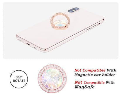 Glitter Bling Bling Phone Ring Holder,Sparkle Phone Ring Grip Artificial Diamond Stand,Rhinestone Cell Finger Ring for Phones,Pad(Rose Gold) - color: Rose Gold