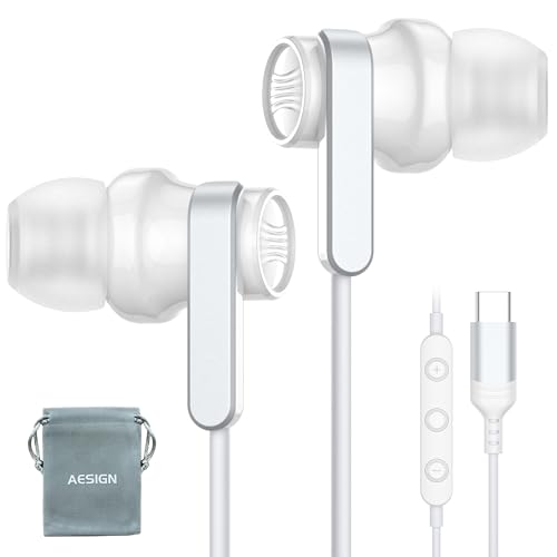 USB C Headphones for iPhone 17 16 Pro Max Samsung Galaxy S26 S25 S24 Ultra - color: White