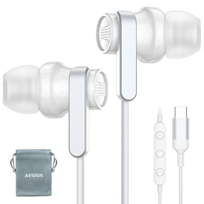 USB C Headphones for iPhone 17 16 Pro Max Samsung Galaxy S26 S25 S24 Ultra - color: White