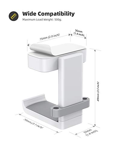 Lamicall Headphone Stand Adhesive Rotatable Headset Earphone Hanger Hook - color: White
