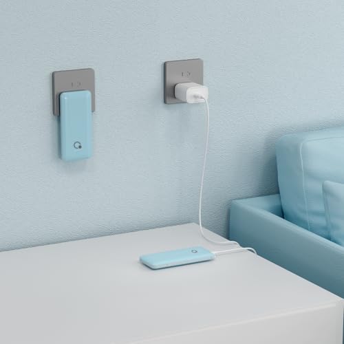 Portable Charger with Built-in Cables and AC Wall Plug, USB C External Battery Pack, 10000mAh Travel Essentials Power Bank Compatible with iPhone17/16/15/14/13, Samsung Galaxy, Pixel,Tablet and More - color: Light Blue