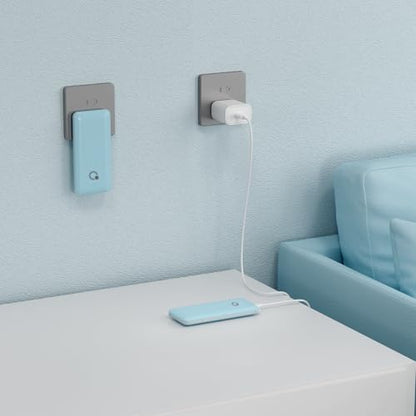 Portable Charger with Built-in Cables and AC Wall Plug, USB C External Battery Pack, 10000mAh Travel Essentials Power Bank Compatible with iPhone17/16/15/14/13, Samsung Galaxy, Pixel,Tablet and More - color: Light Blue