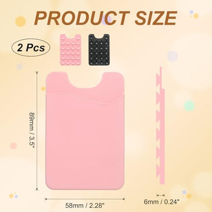 uxcell 2 Pack Suction Phone Card Holder, Silicone Suction Cup Phone Grip Card Holder Mount with Card Slot for Cellphone, Black/Pink - color: Black/Pink
