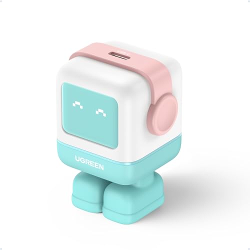 UGREEN Uno 30W USB C Charger, Compact Robot GaN Fast Charging Block, Green - color: Pink Blue