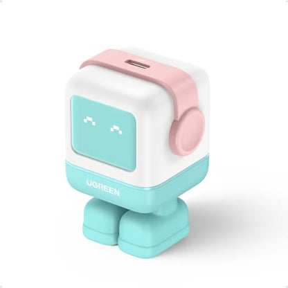 UGREEN Uno 30W USB C Charger, Compact Robot GaN Fast Charging Block, Green - color: Pink Blue