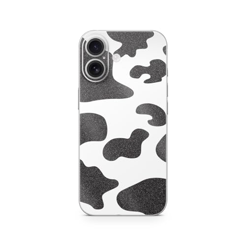Glossy Glitter Phone Skin Compatible with Apple iPhone 17 - Cow Print - Premium 3M Vinyl Protective Wrap Decal Cover - Easy to Apply | Crafted in The USA by MightySkins - color: Cow Print, size: iPhone 17 (Back Wrap), style: Glossy Glitter Finish