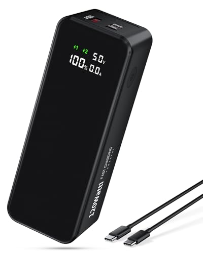 27000mAh 120W Fast Charging Power Bank, High Capacity 3-Port Laptop Portable Charger with Smart Display, Compatible with iPhone 16/15/14, Vision Pro, Samsung, MacBook & More
