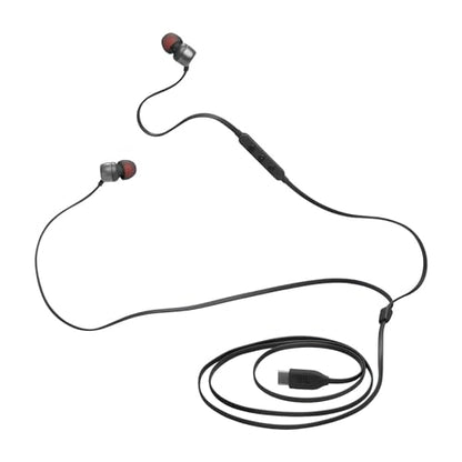 JBL Tune 310C - Wired Hi-Res in-Ear Headphones, Tangle-Free Flat Cable, 3-Button Remote with Microphone (Black) - color: Black, style: Wired headphone (Pack of 1)