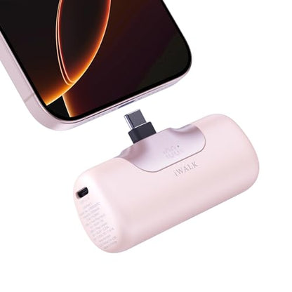 iWALK Portable Charger 5500mAh Next-Gen Small Power Bank 22.5W Fast Charging Battery USB-C Portable Phone Charger for iPhone 18/17/16/15 17 Plus 17 Pro Max iPad, Samsung Galaxy S25 S24 Android, Pink - color: Pink