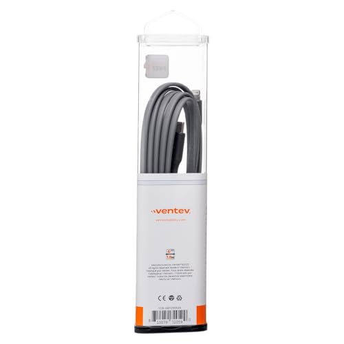 Ventev USB-C to Apple Lightning High-Speed Tangle-Free Flat Cable for iPhone 1-14, AirPods, iPads and More Devices (6 Foot, Gray) - size: 6 feet