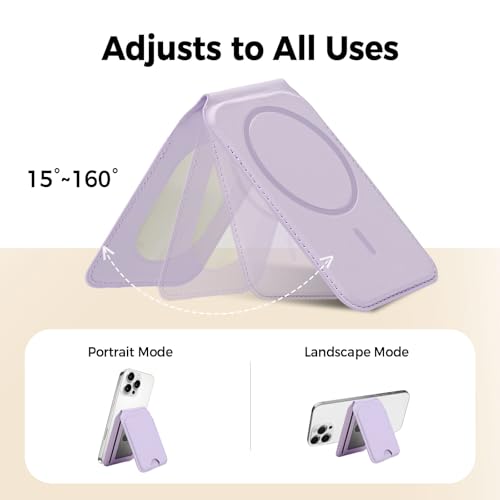 for MagSafe Wallet with Mirror,4 Card Holder RFID Blocking Stand - color: Lavender