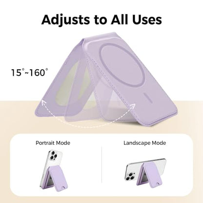 for MagSafe Wallet with Mirror,4 Card Holder RFID Blocking Stand - color: Lavender