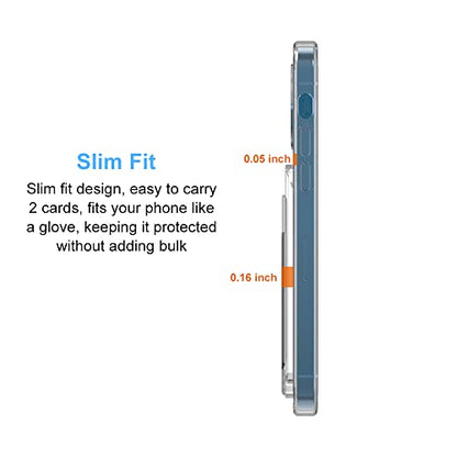 【Upgrade】 for iPhone 13 Clear Wallet Case, Anti-Yellowing Slim Fit Thin TPU Bumper + PC Back Case with 2 Cards Holder - color: Clear, size: iPhone 13
