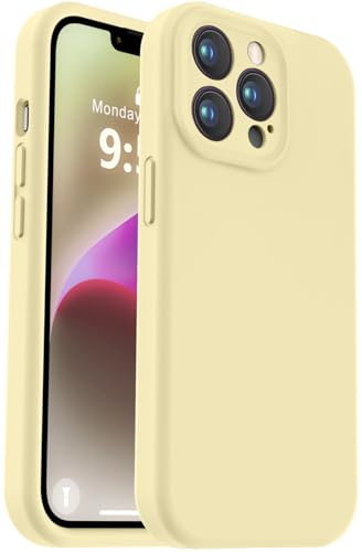 Vooii Compatible with iPhone 13 Pro Max Case, Liquid Silicone Upgrade [Camera Protection] [Soft Anti-Scratch Microfiber Lining] Shockproof Phone Case for iPhone 13 Pro Max 6.7 inch - Creamy Yellow - color: Creamy Yellow, size: iPhone 13 Pro Max