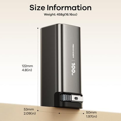 100W Power Bank Fast Charging 20000mAh, Built-in Retractable USB-C Cable